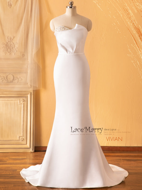 Deep Plunge Wedding Dress, Lace Corset Wedding Dress, Vivian