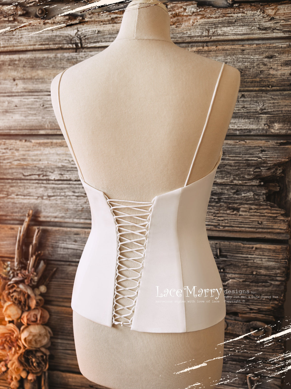 VALERIE #3 / Long Bridal Corset with Sweetheart Neckline