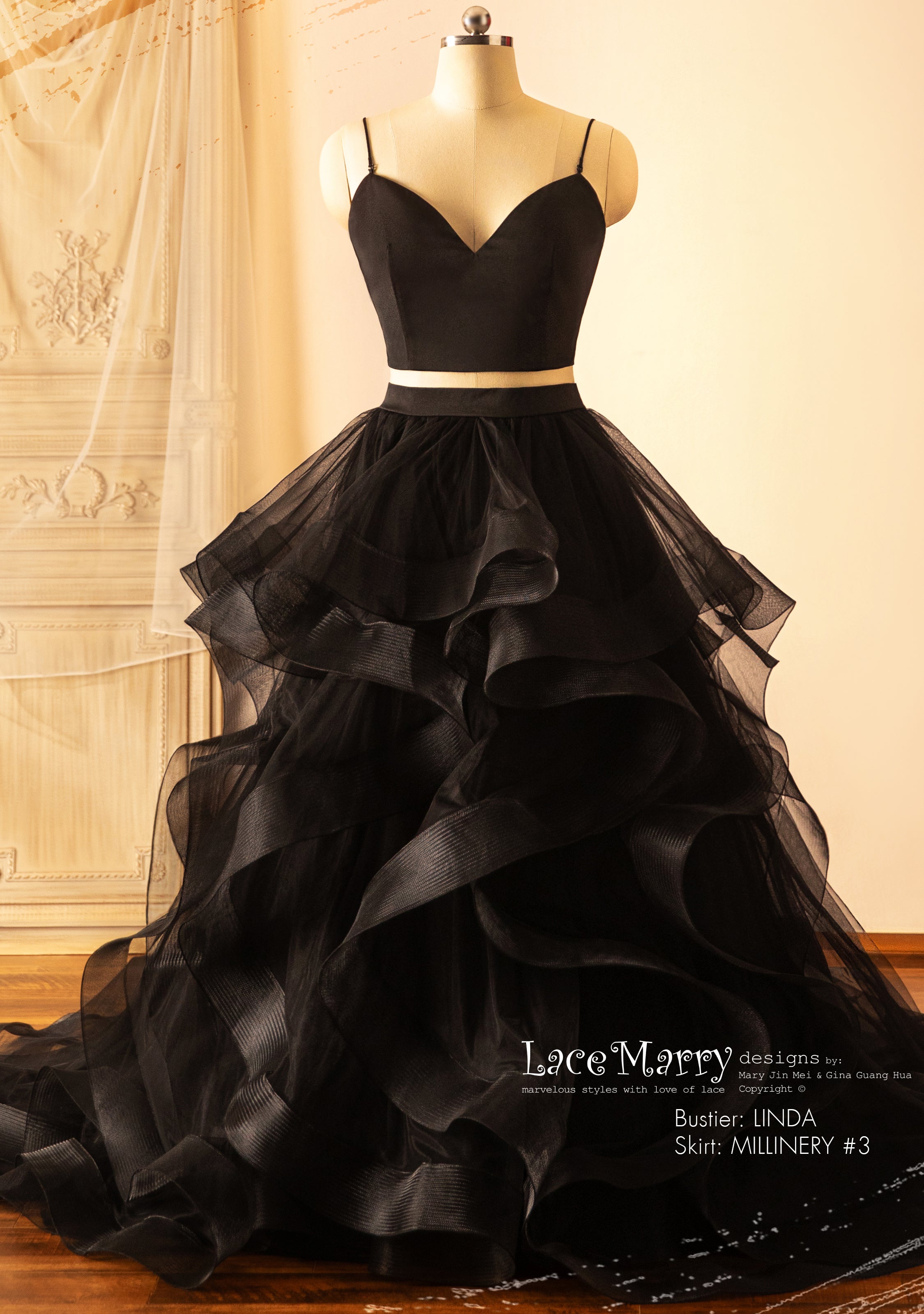 Black Ruffle Wedding Dress