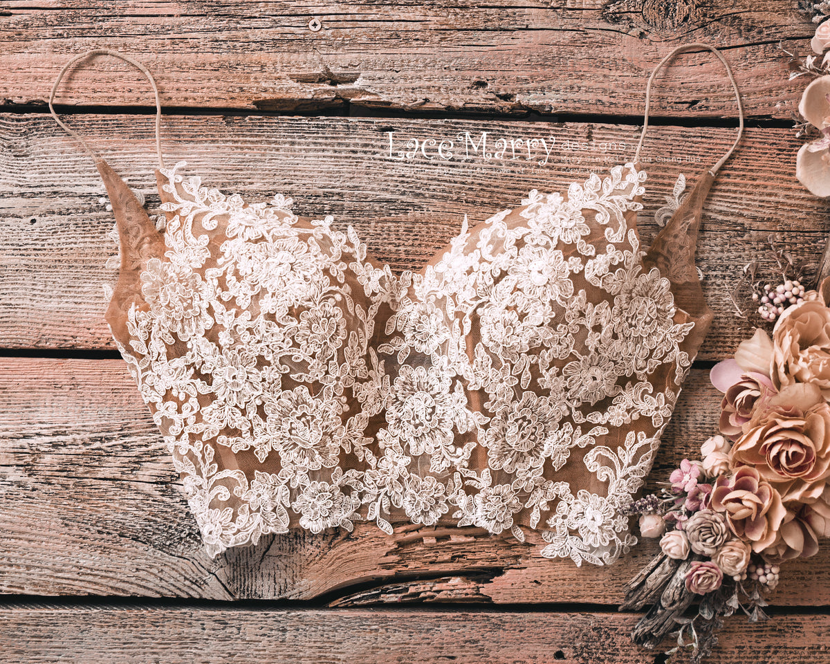 LEVINA #4 / Bridal Crop Top in Nude Color