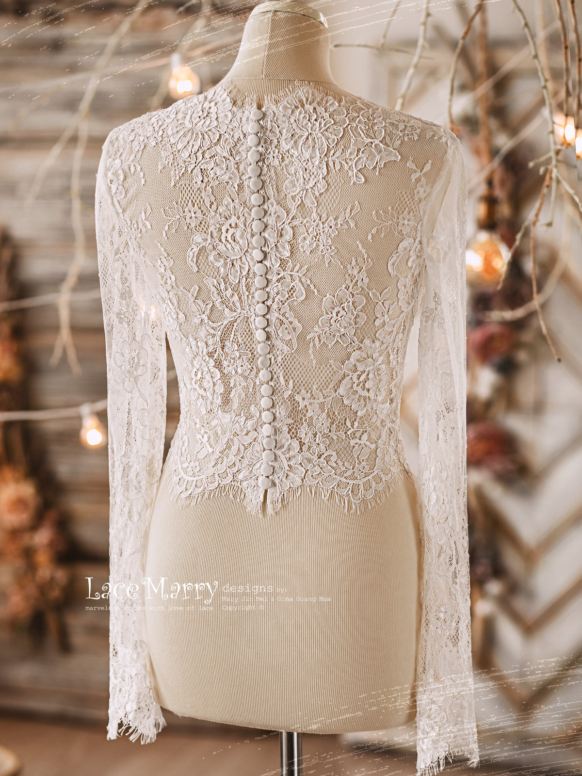 MAGNOLIA #2 / Long Sleeves Bolero from Delicate Floral Lace