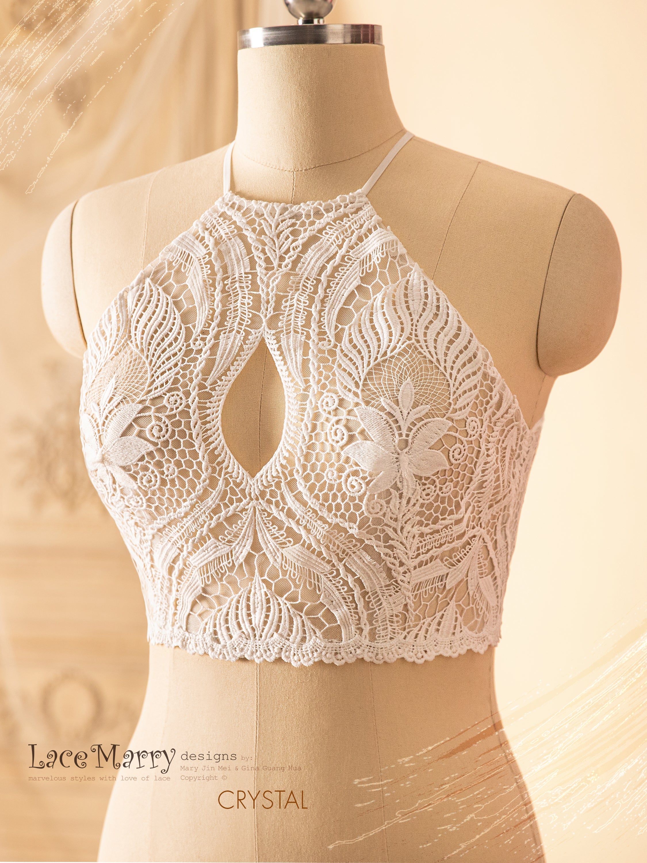 CRYSTAL Bridal Boho Lace Top from Macrame Lace LaceMarry