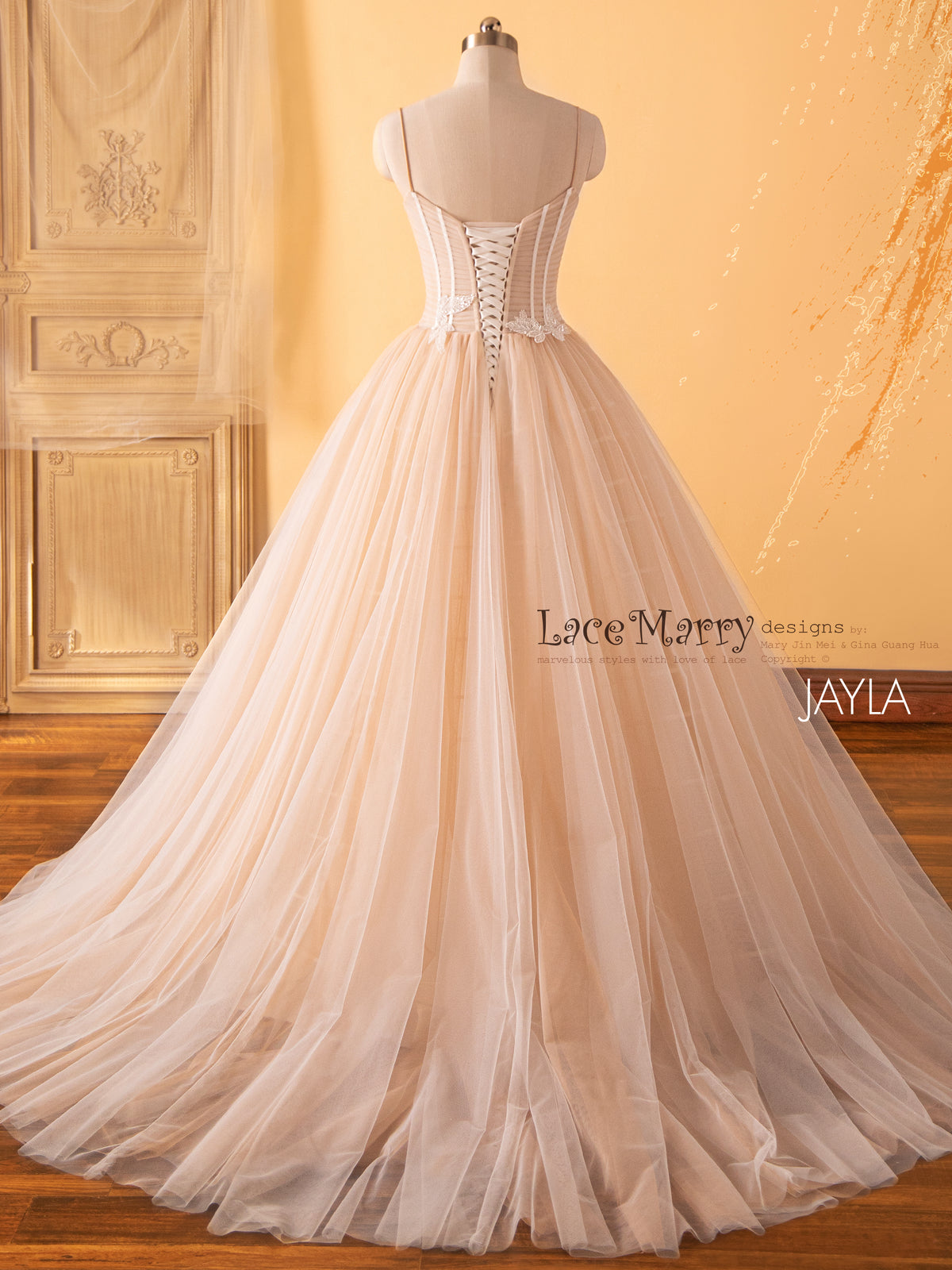 JAYLA / Colored Wedding Dress with A Line Skirt and Spaghetti Straps