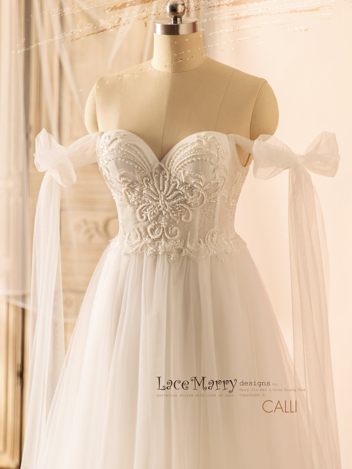 CALLIE / Bustier Style Wedding Dress with Gorgeous Embellishment