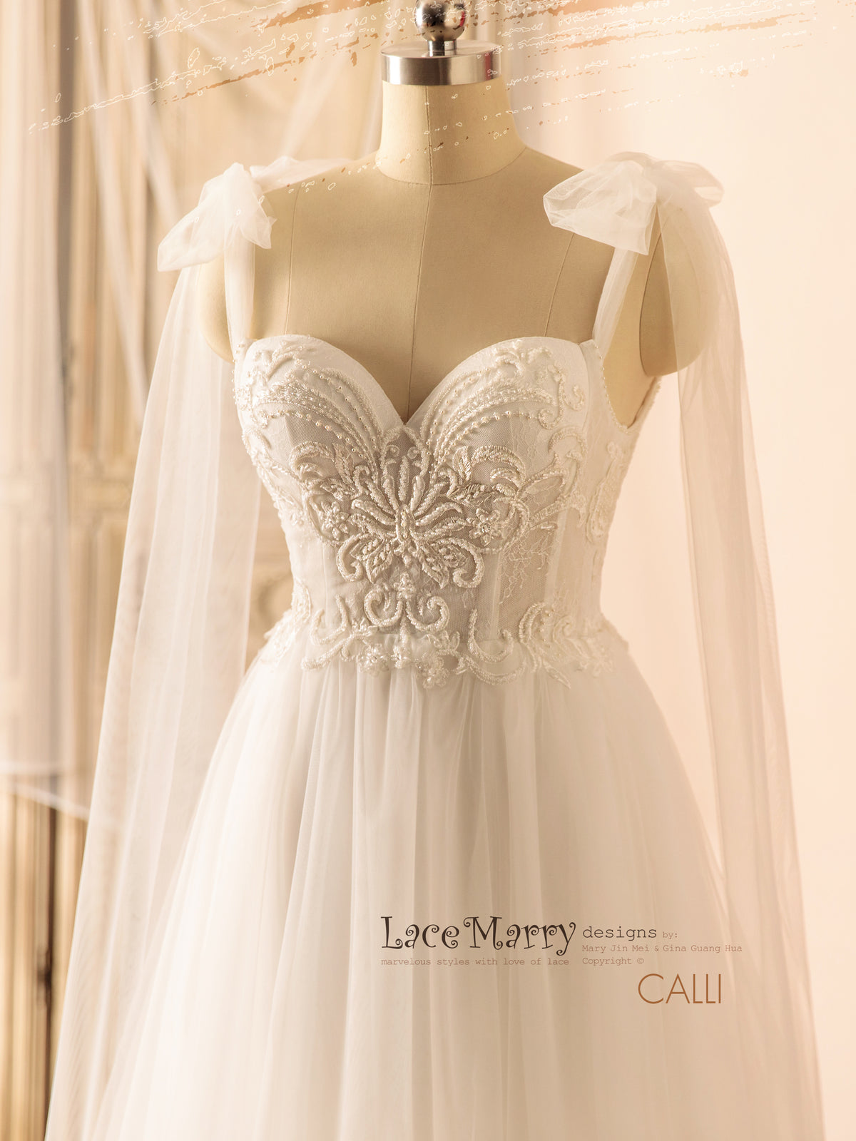 CALLIE / Bustier Style Wedding Dress with Gorgeous Embellishment