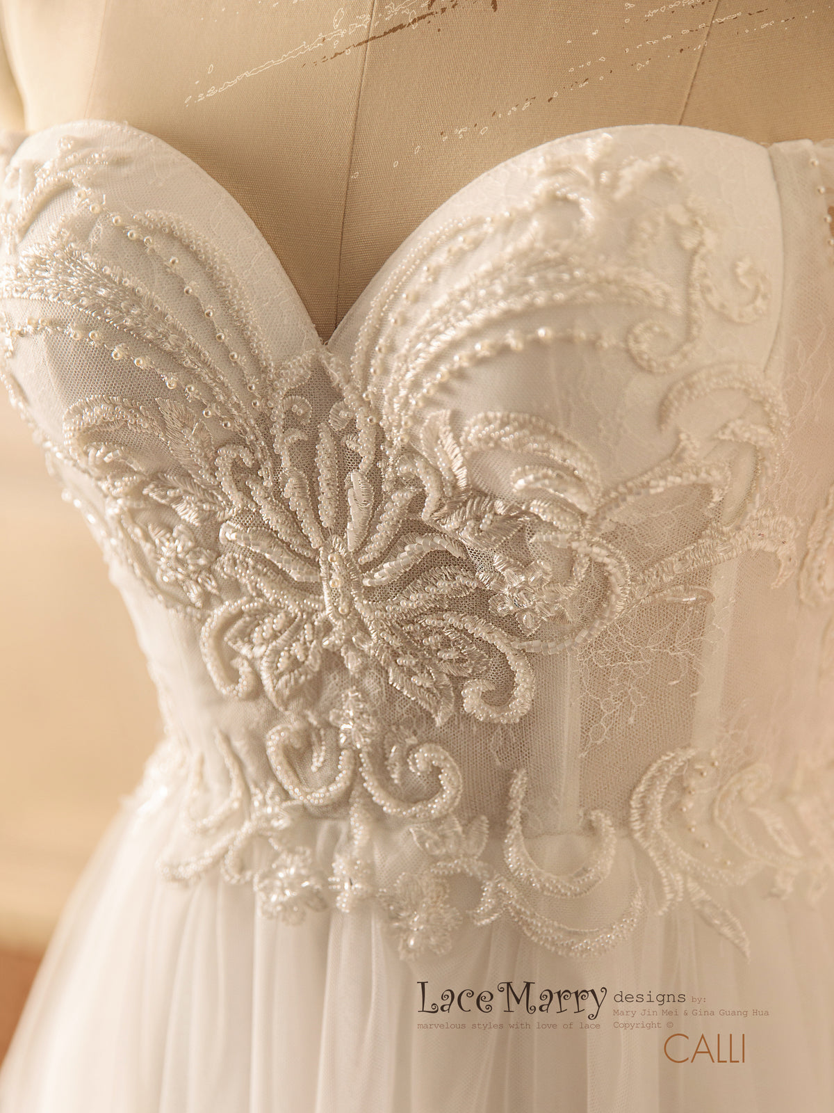 CALLIE / Bustier Style Wedding Dress with Gorgeous Embellishment