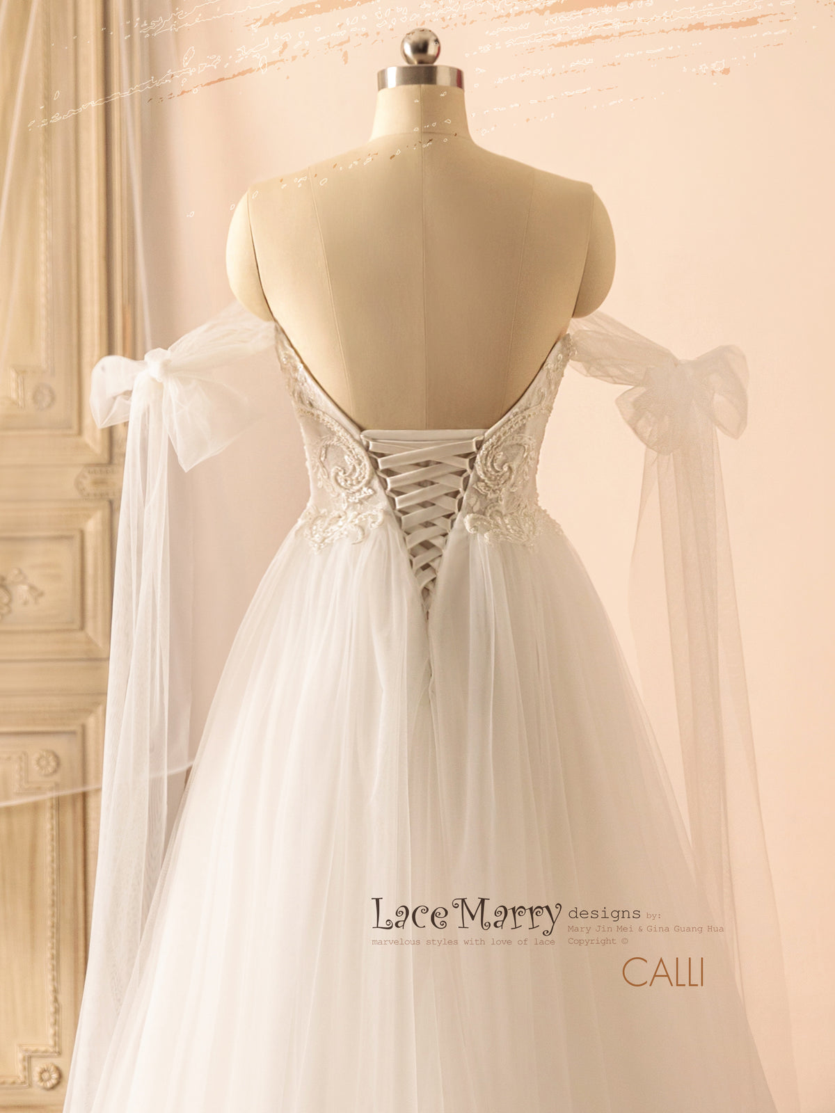 CALLIE / Bustier Style Wedding Dress with Gorgeous Embellishment