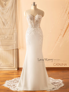 Breathtaking Fitted Wedding Dress with Deep Plunge - LaceMarry