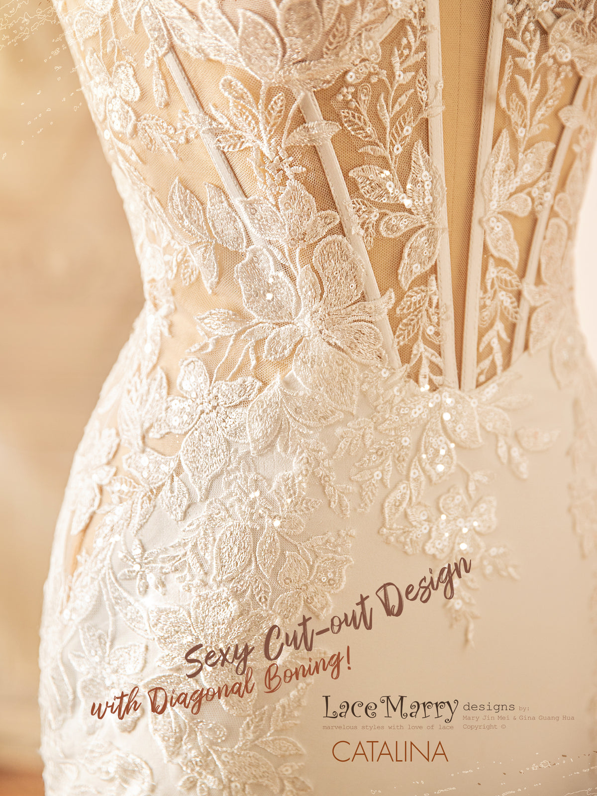 CATALINA / Breathtaking Wedding Dress with Plunge Neckline