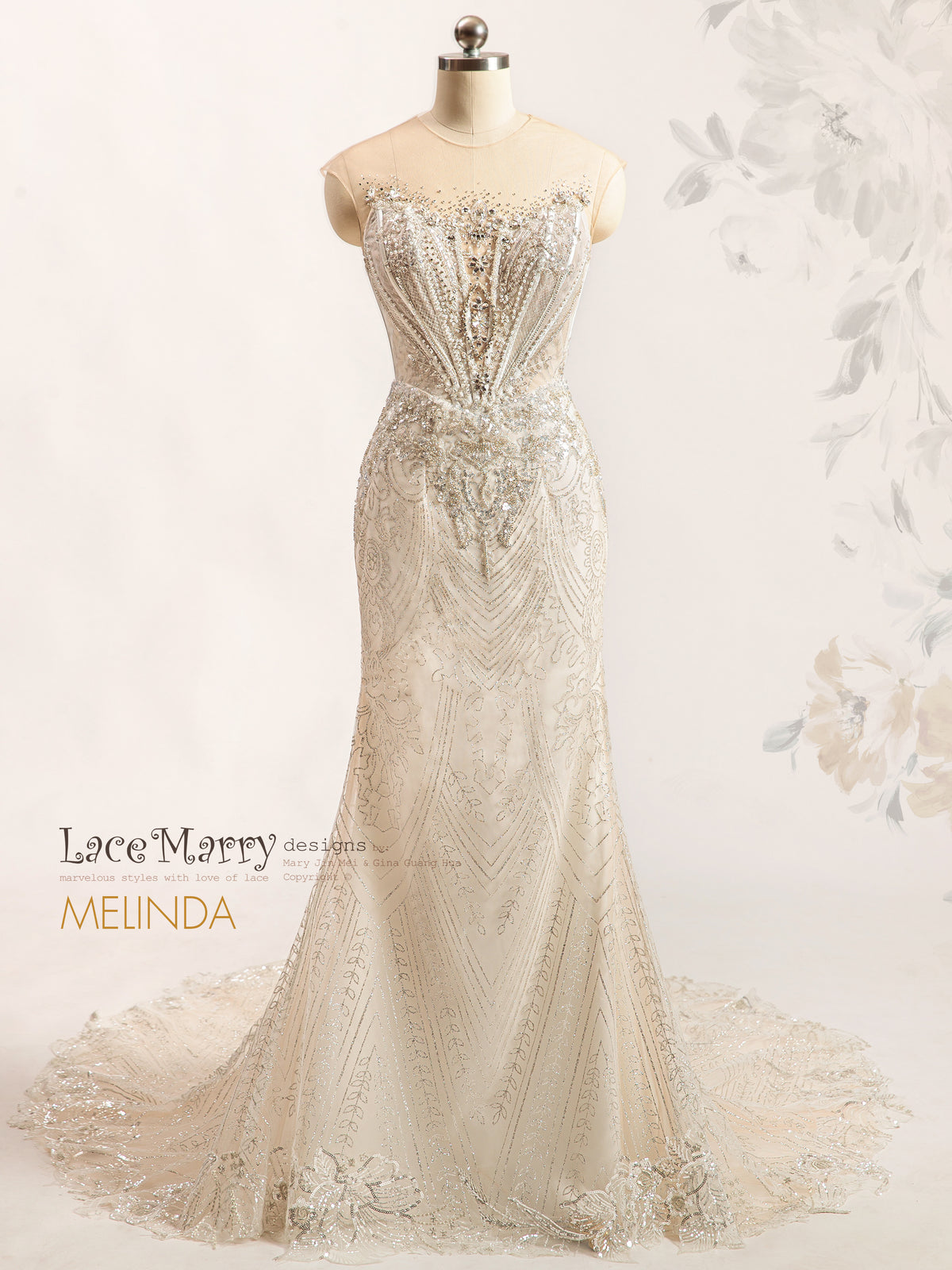 MELINDA / Basque Waist Luxurious Embellished Wedding Dress