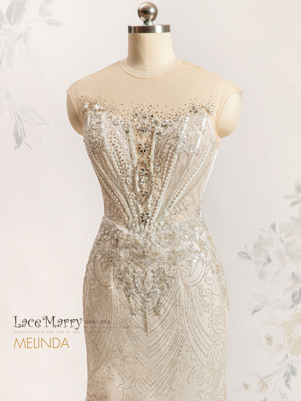 MELINDA / Basque Waist Luxurious Embellished Wedding Dress