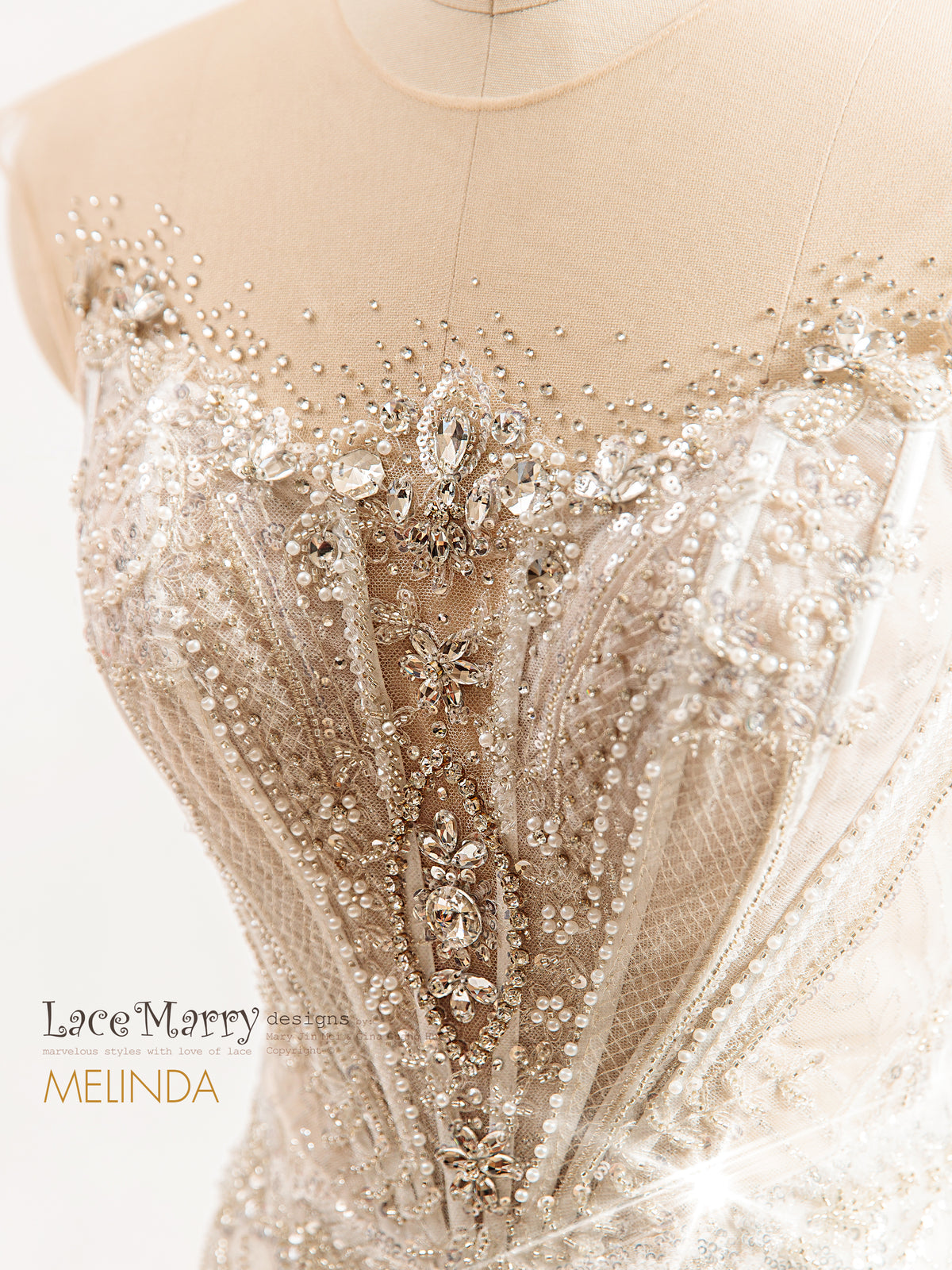 MELINDA / Basque Waist Luxurious Embellished Wedding Dress