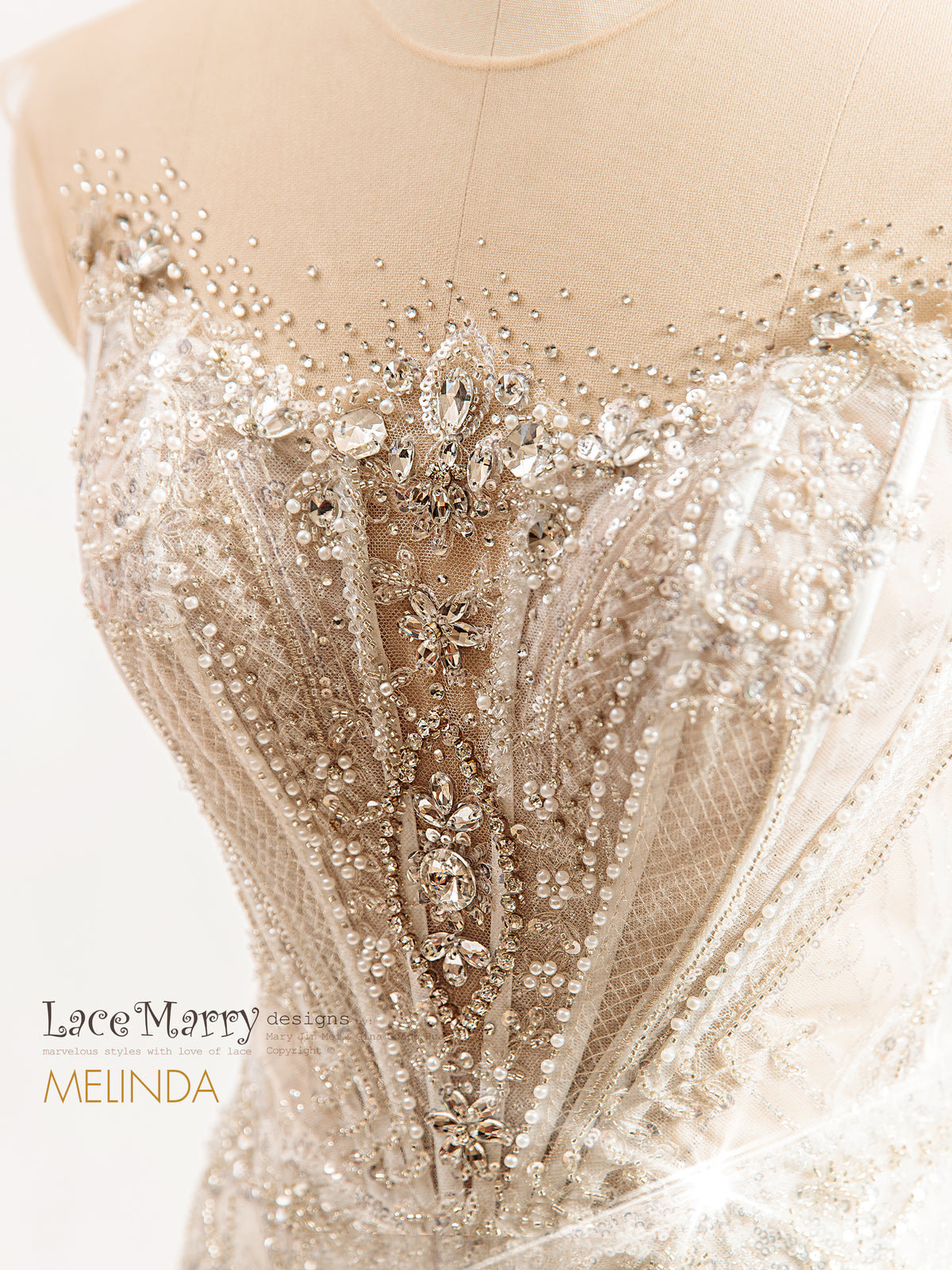 MELINDA / Luxurious Basque Waist Embellished Wedding Dress