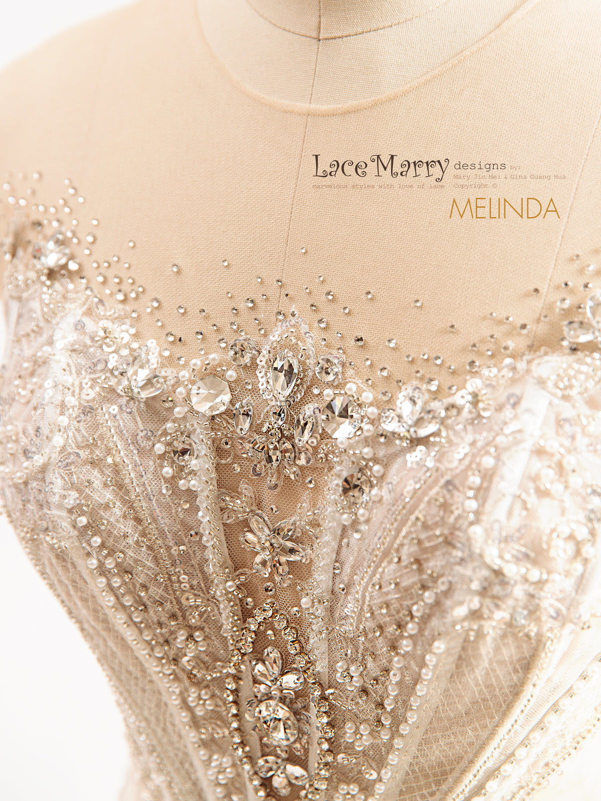 MELINDA / Basque Waist Luxurious Embellished Wedding Dress