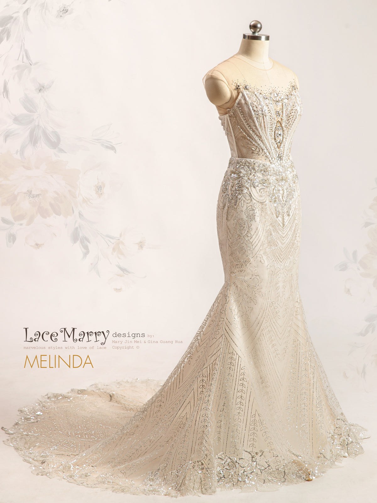 MELINDA / Luxurious Basque Waist Embellished Wedding Dress