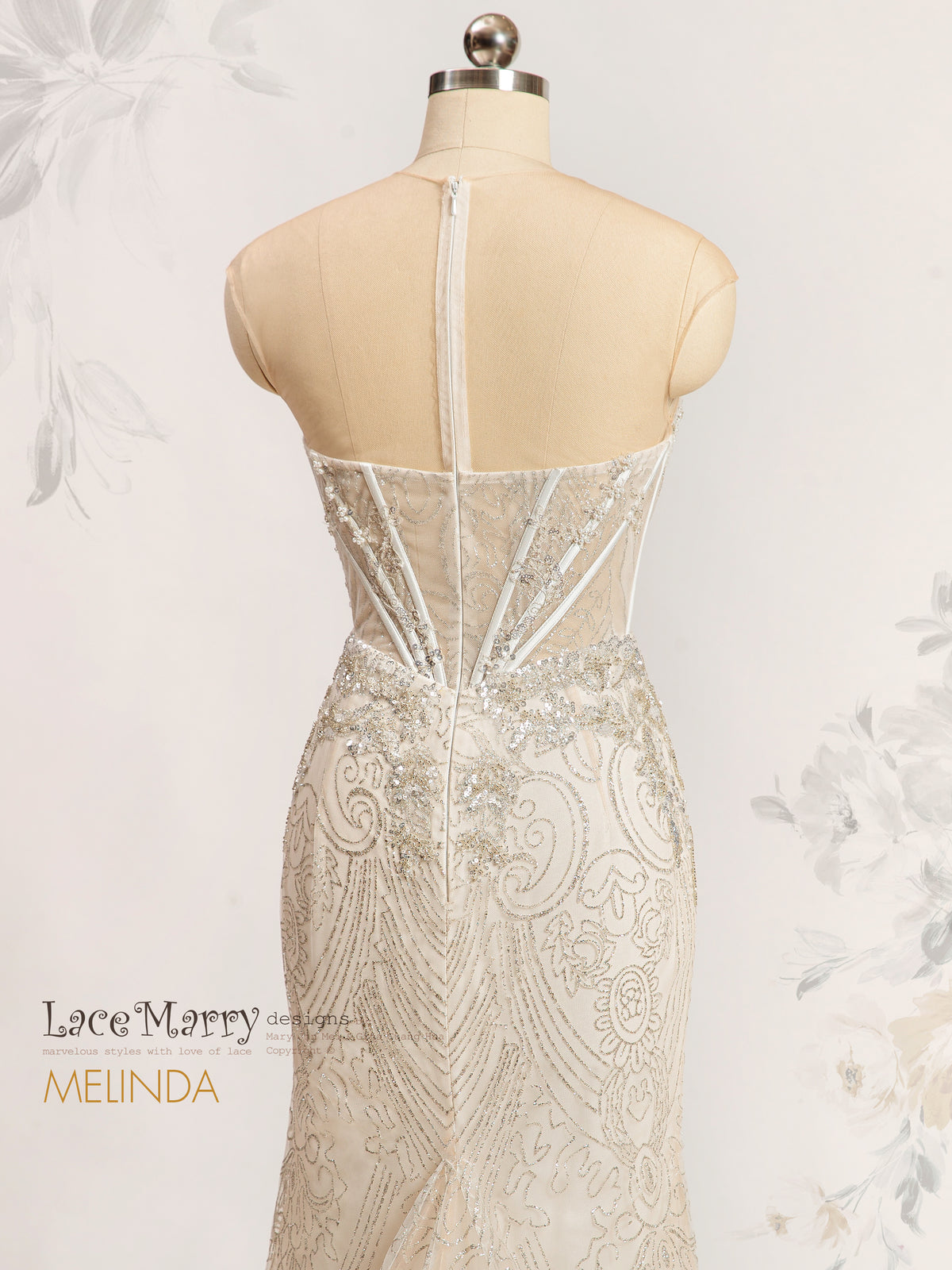 MELINDA / Luxurious Basque Waist Embellished Wedding Dress