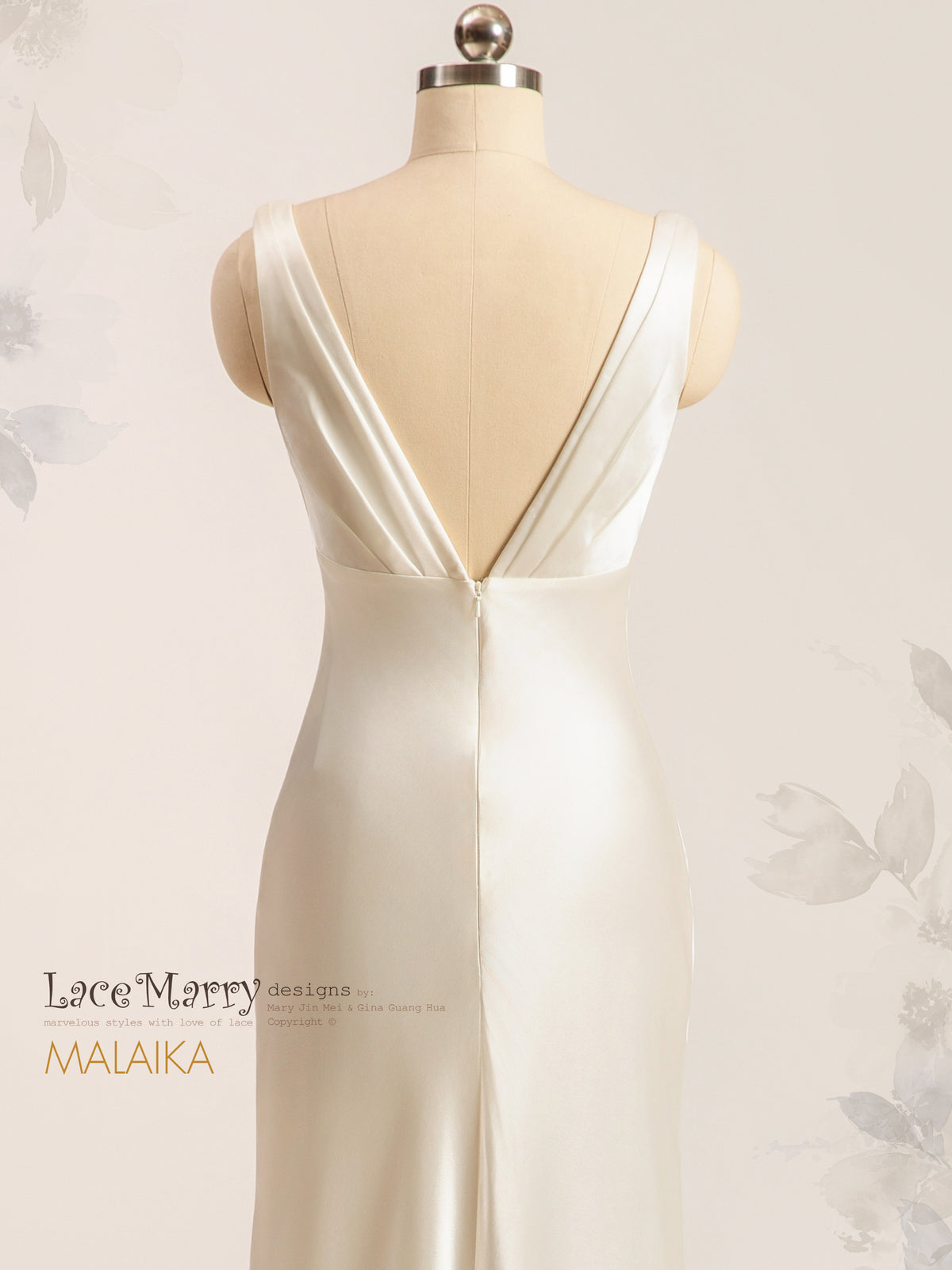 MALAIKA / Minimalist Glossy Satin Wedding Dress