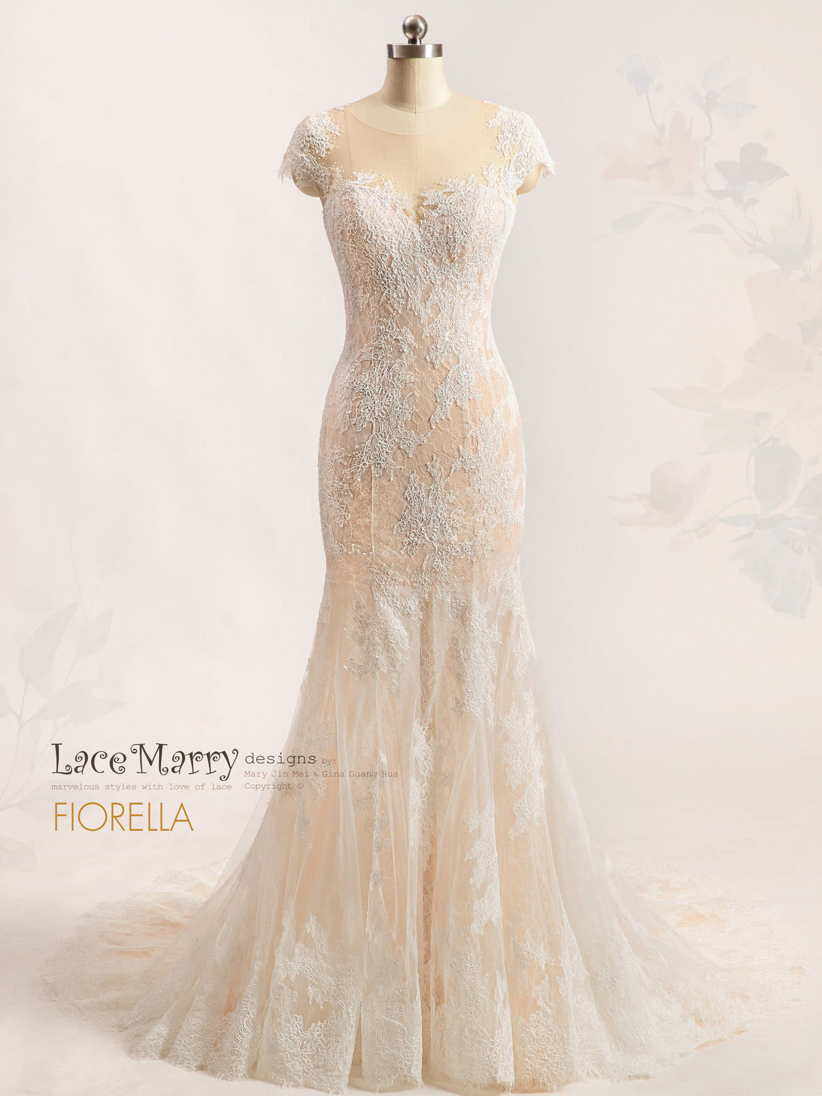 FIORELLA / Delicate Lace Wedding Dress with Keyhole Back