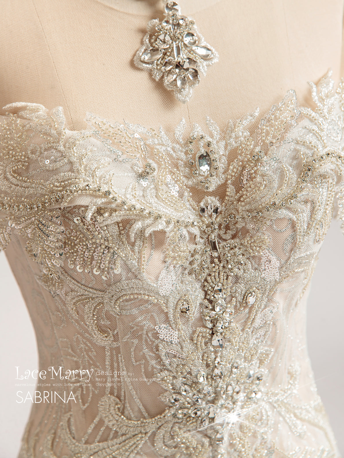 SABRINA / Off Shoulder Wedding Dress with Intricate Embellishment