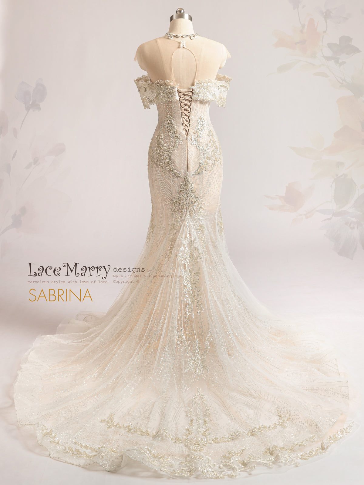 SABRINA / Off Shoulder Wedding Dress with Intricate Embellishment