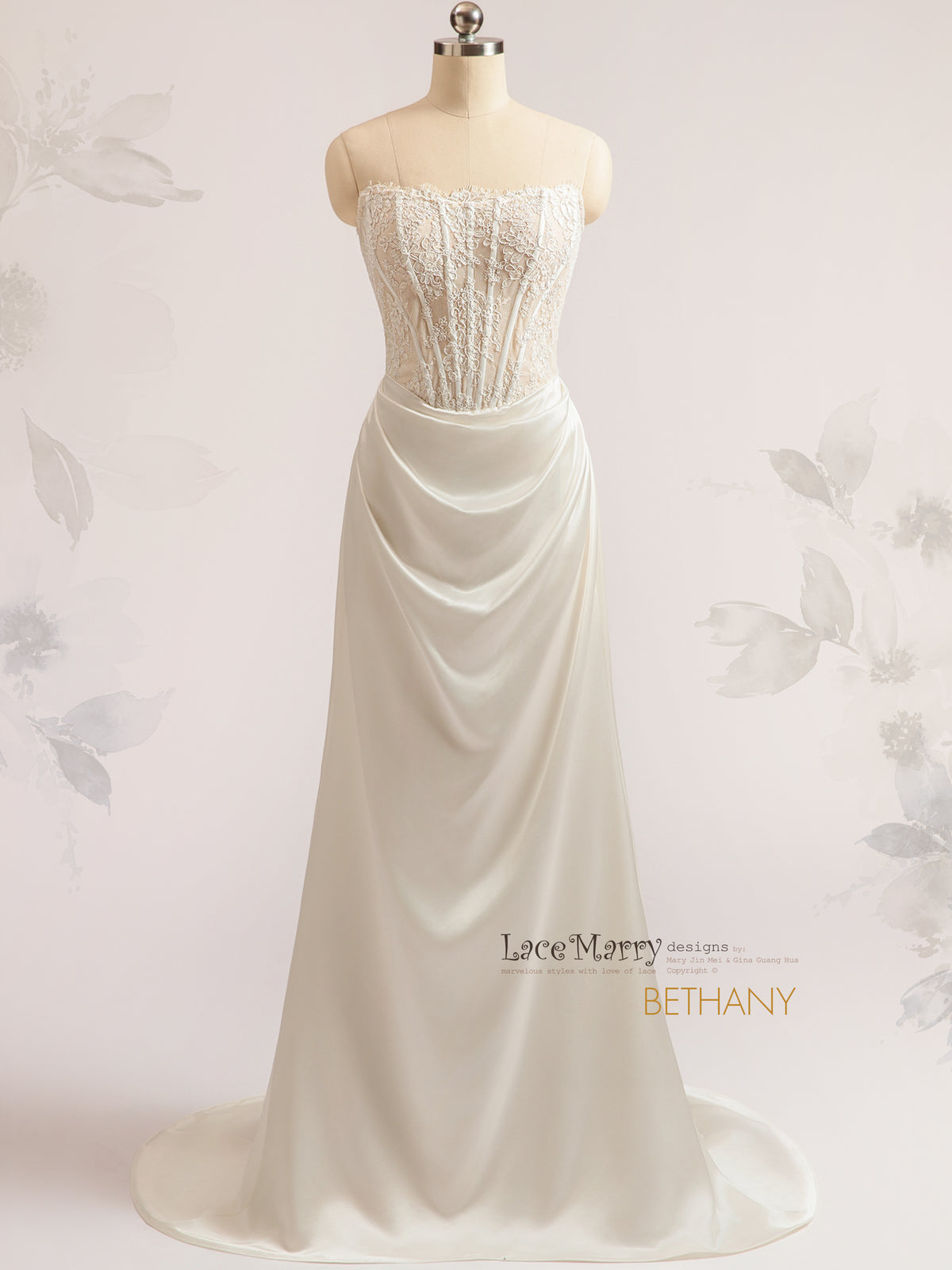 BETHANY / Straight Neckline Wedding Dress with Basque Waist