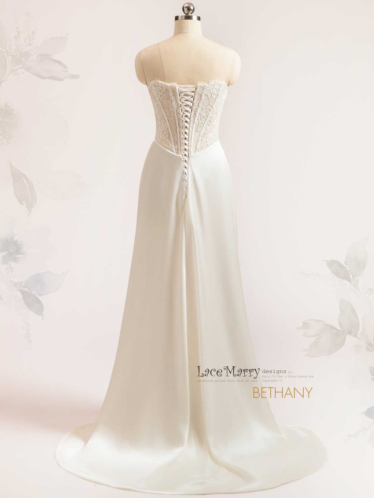 BETHANY / Straight Neckline Wedding Dress with Basque Waist