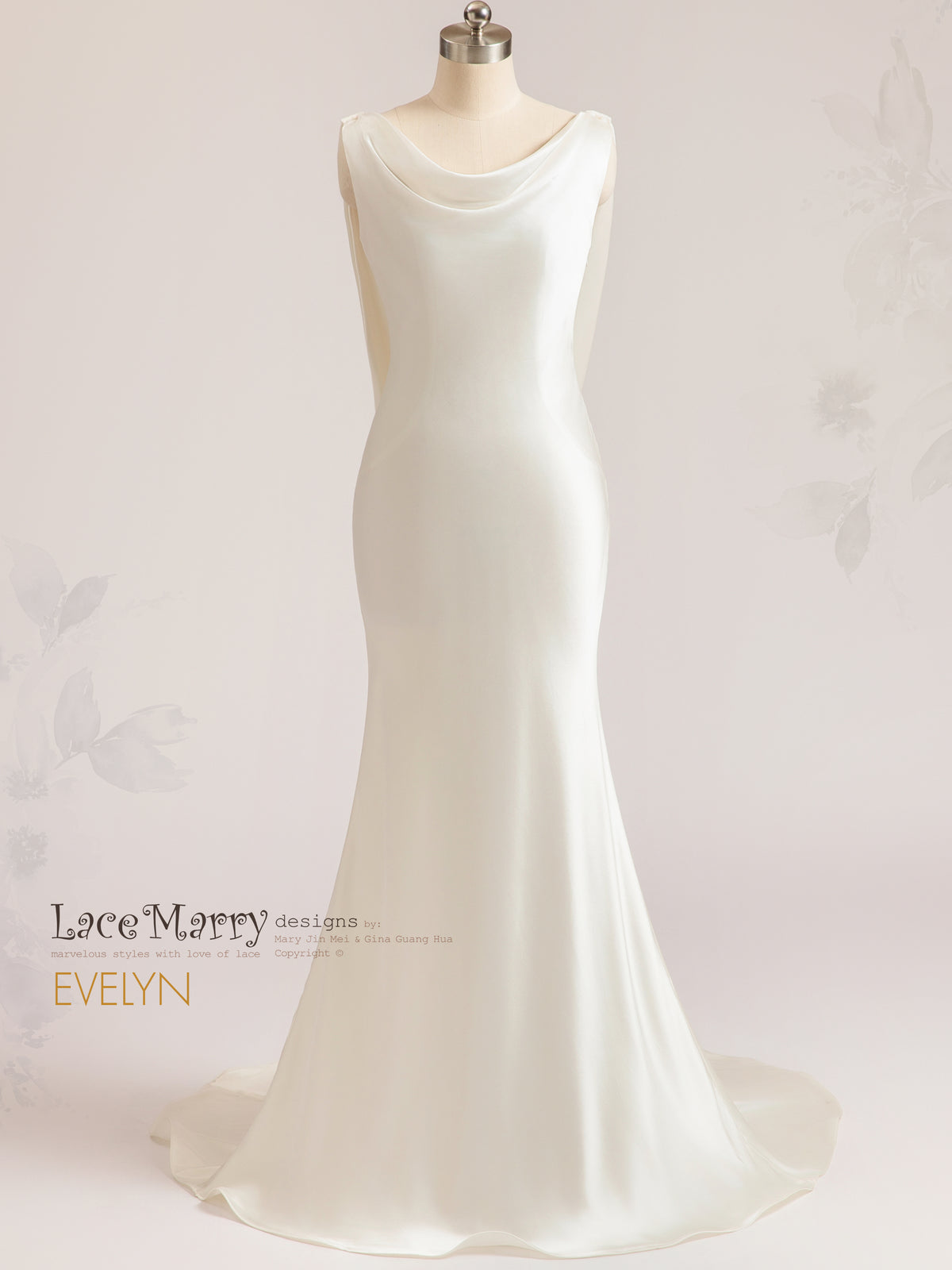 EVELYN / Minimalist Wedding Dress with Illusion Back