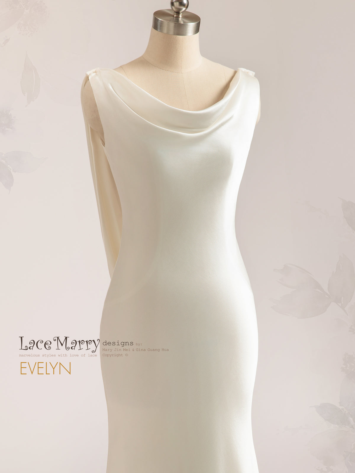 EVELYN / Minimalist Wedding Dress with Illusion Back