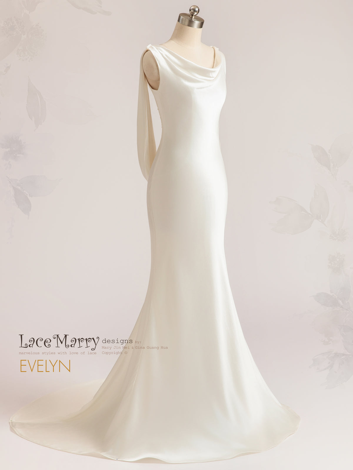 EVELYN / Minimalist Wedding Dress with Illusion Back