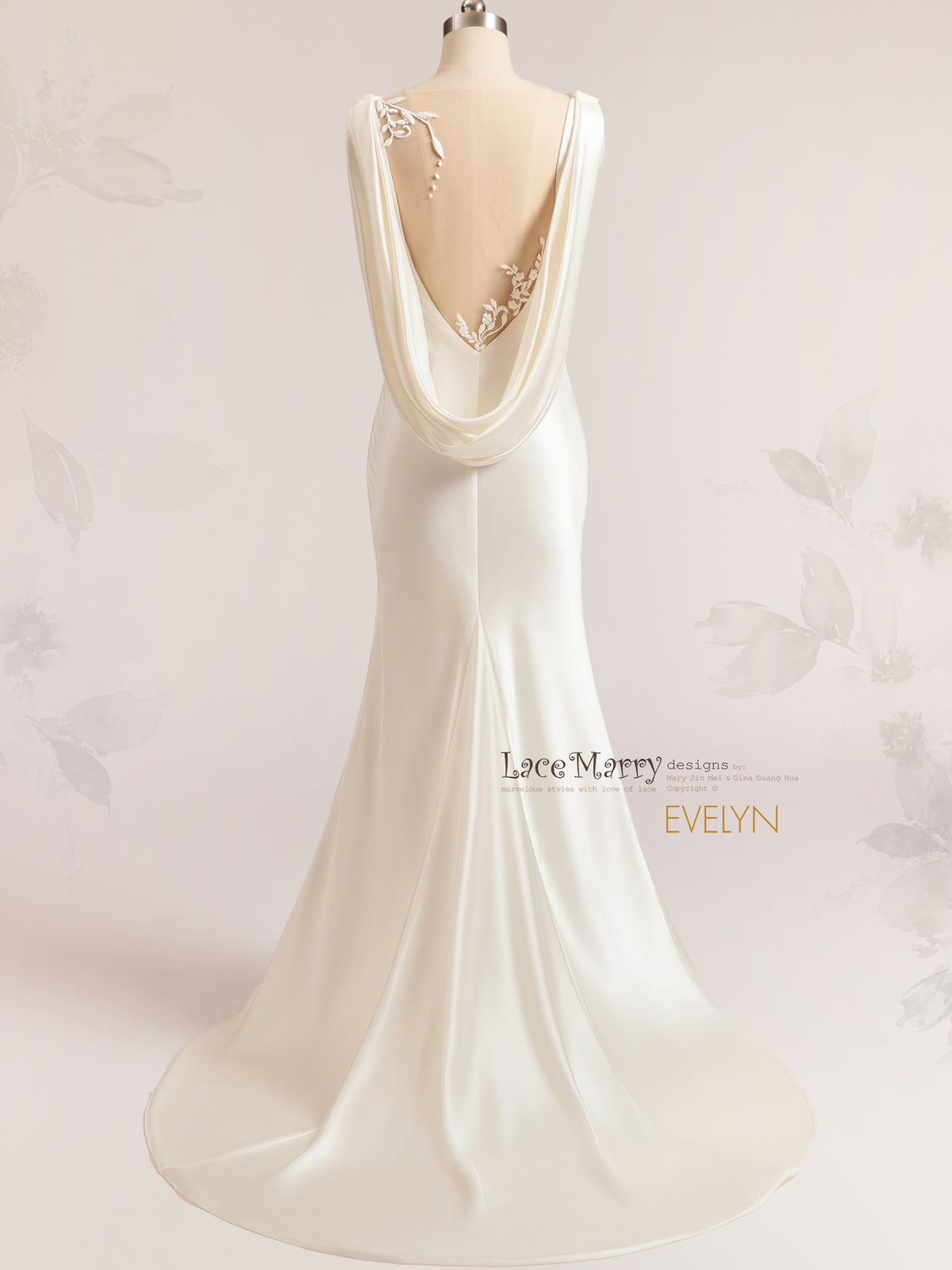 EVELYN / Minimalist Wedding Dress with Illusion Back