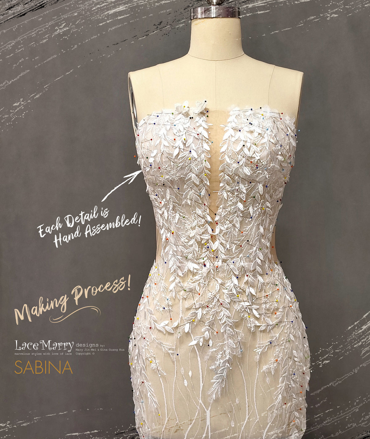 SABINA / Bohemian Wedding Dress with Straight Neckline