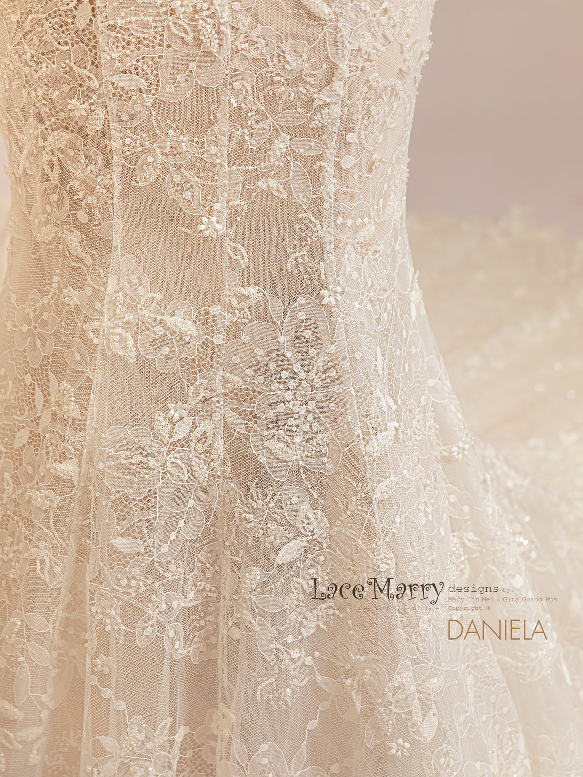 DANIELA / Mermaid Wedding Dress with Whole Intricate Lace Overlay