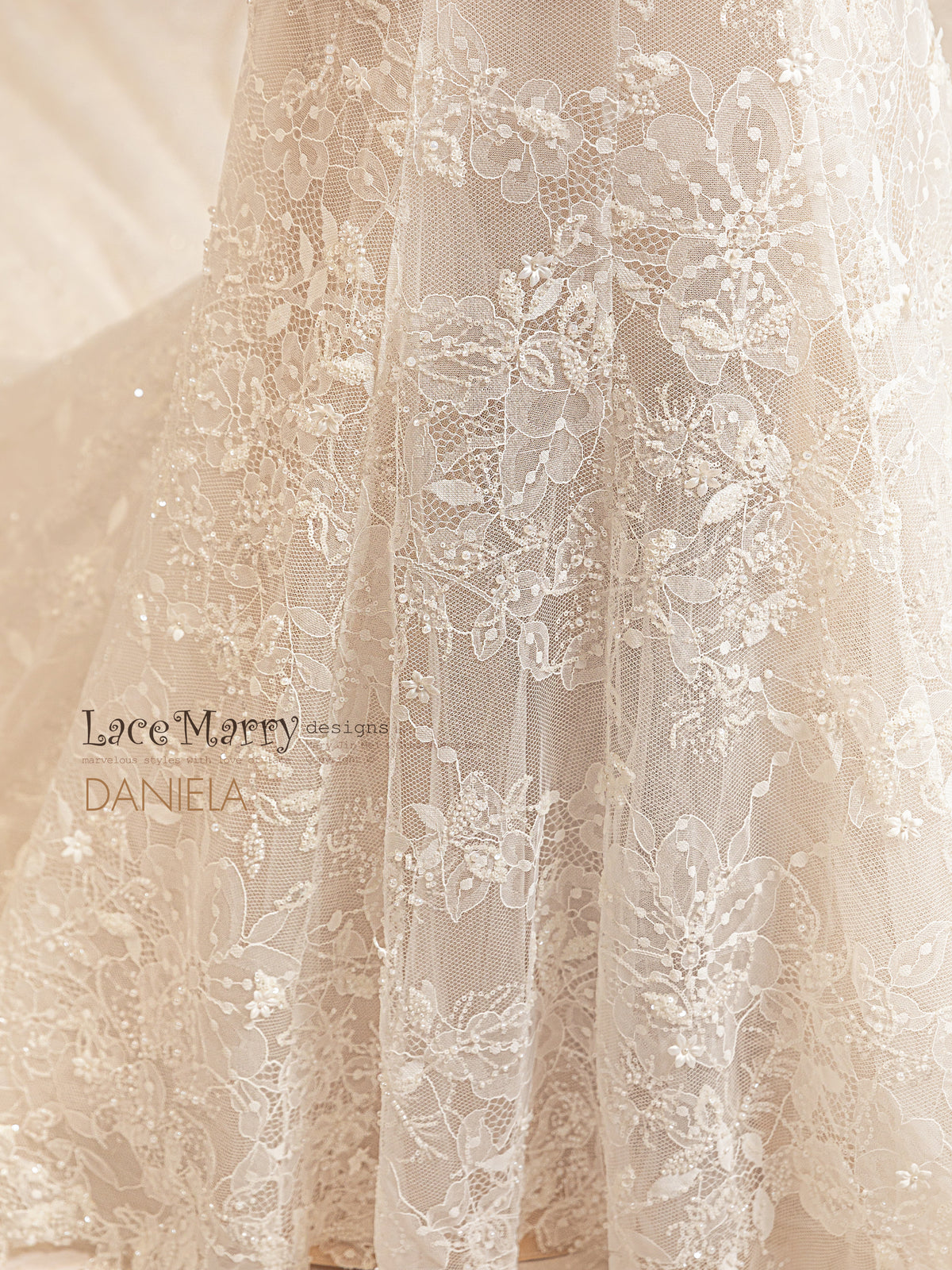 DANIELA / Mermaid Wedding Dress with Whole Intricate Lace Overlay