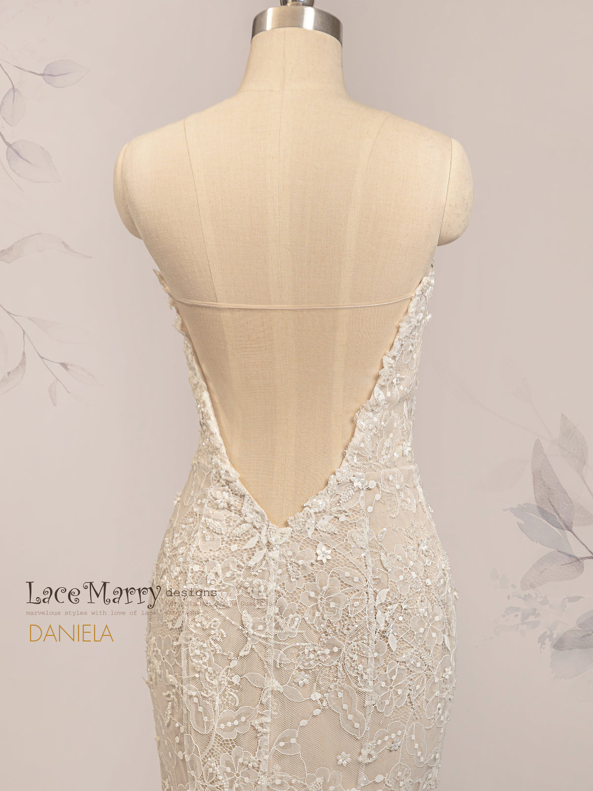 DANIELA / Mermaid Wedding Dress with Whole Intricate Lace Overlay