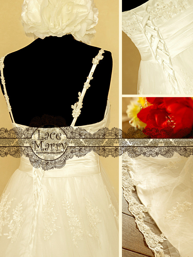 wedding gown with Flower Applique