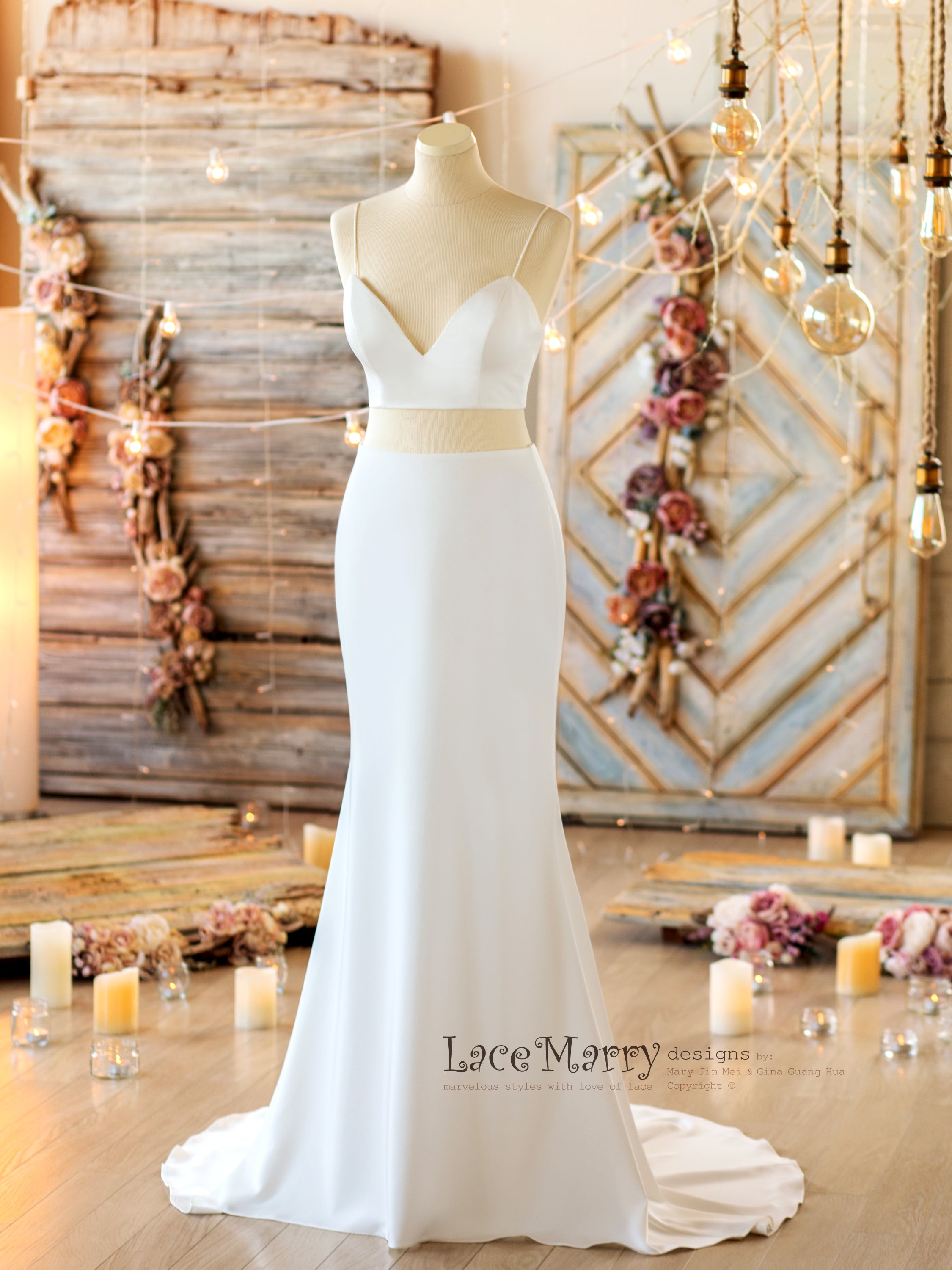 Low Back Bridal Bustier with Removable Straps