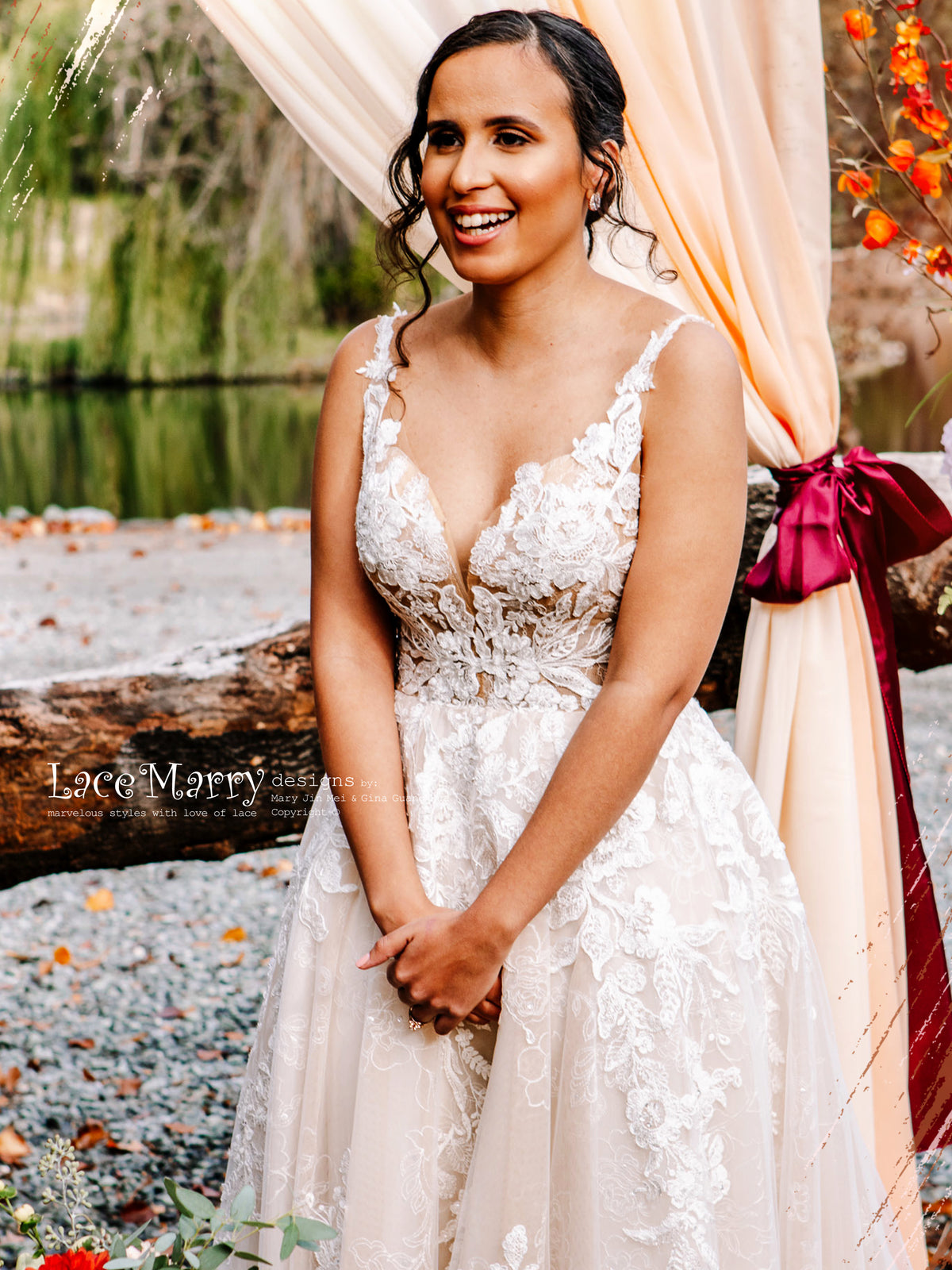 CELINE / Romantic A Line Wedding Dress with Gorgeous Lace Detail