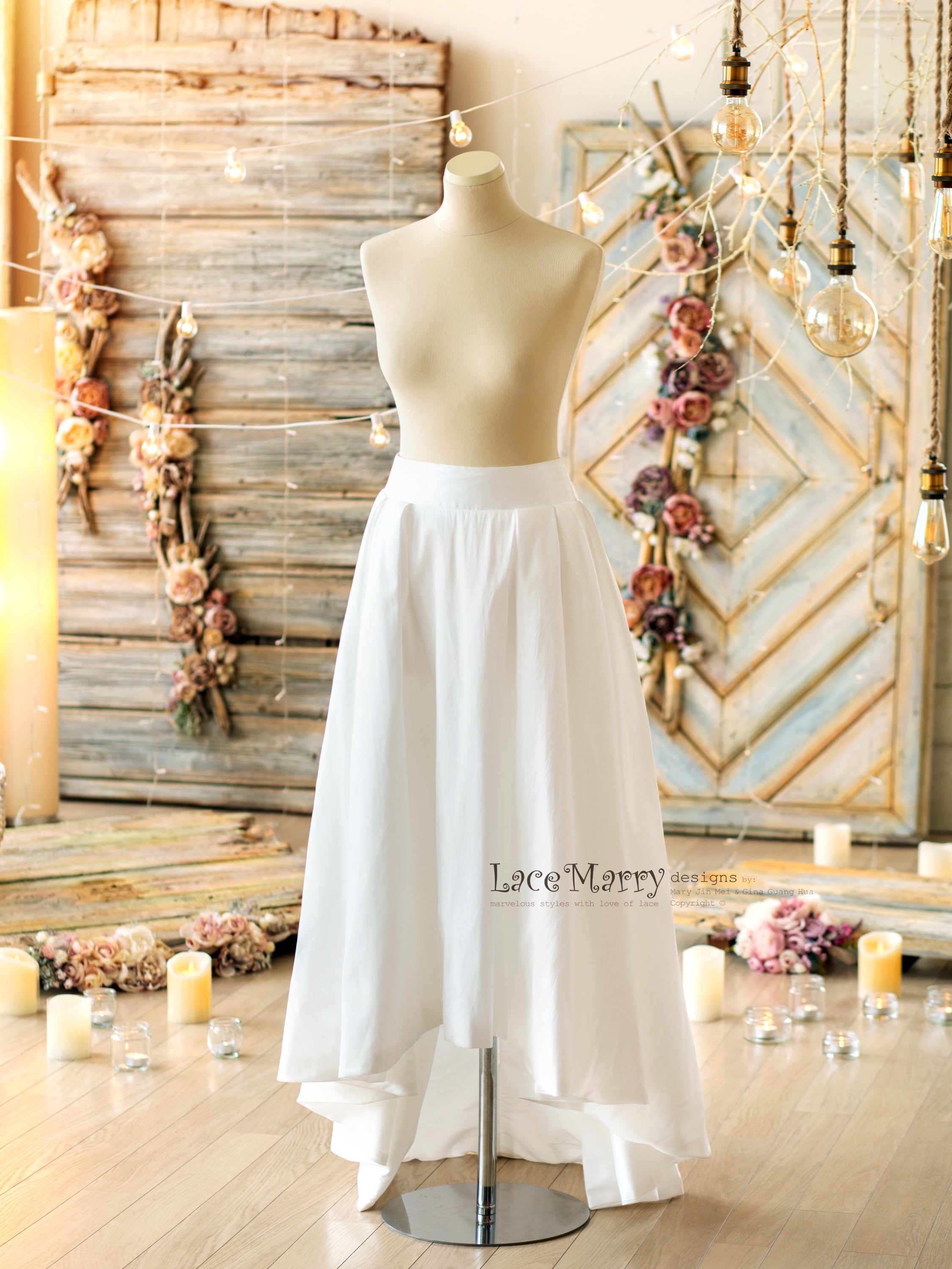 High Low Bridal Skirt from Taffeta Fabric