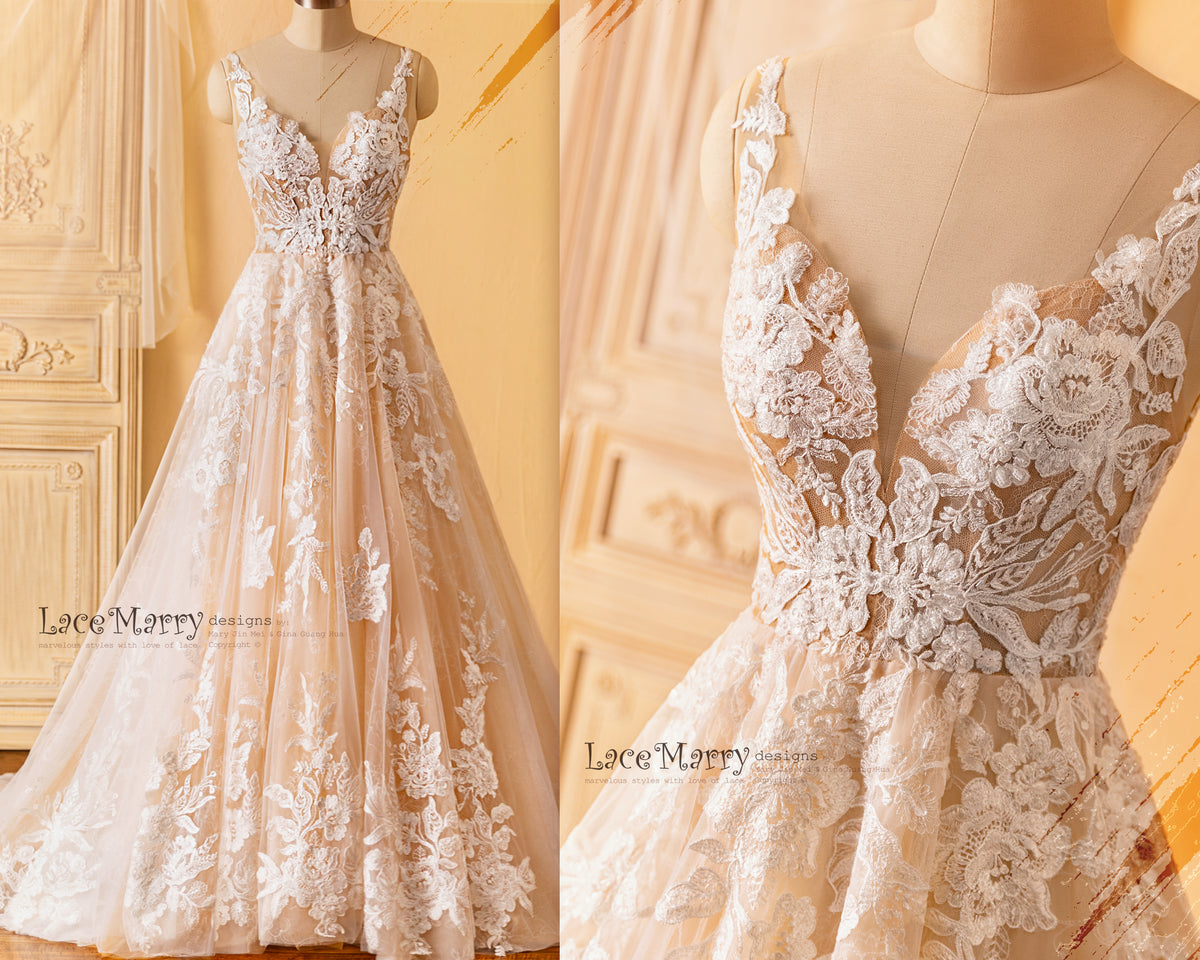 Wedding Dress Veil Customizable Handmade Helen Bridal Gown Lace