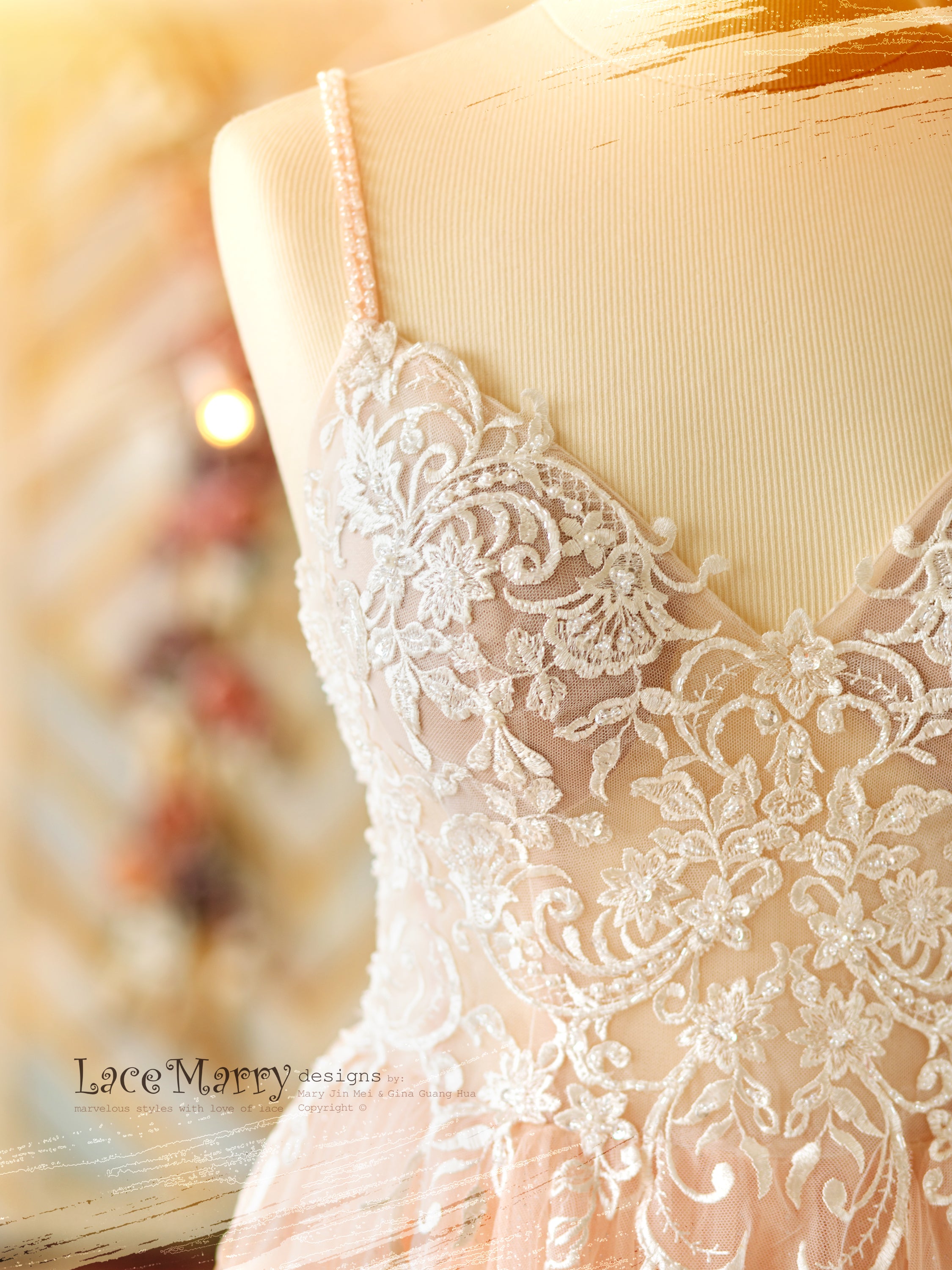 MEDEA / Blush Wedding Dress with Beading - LaceMarry