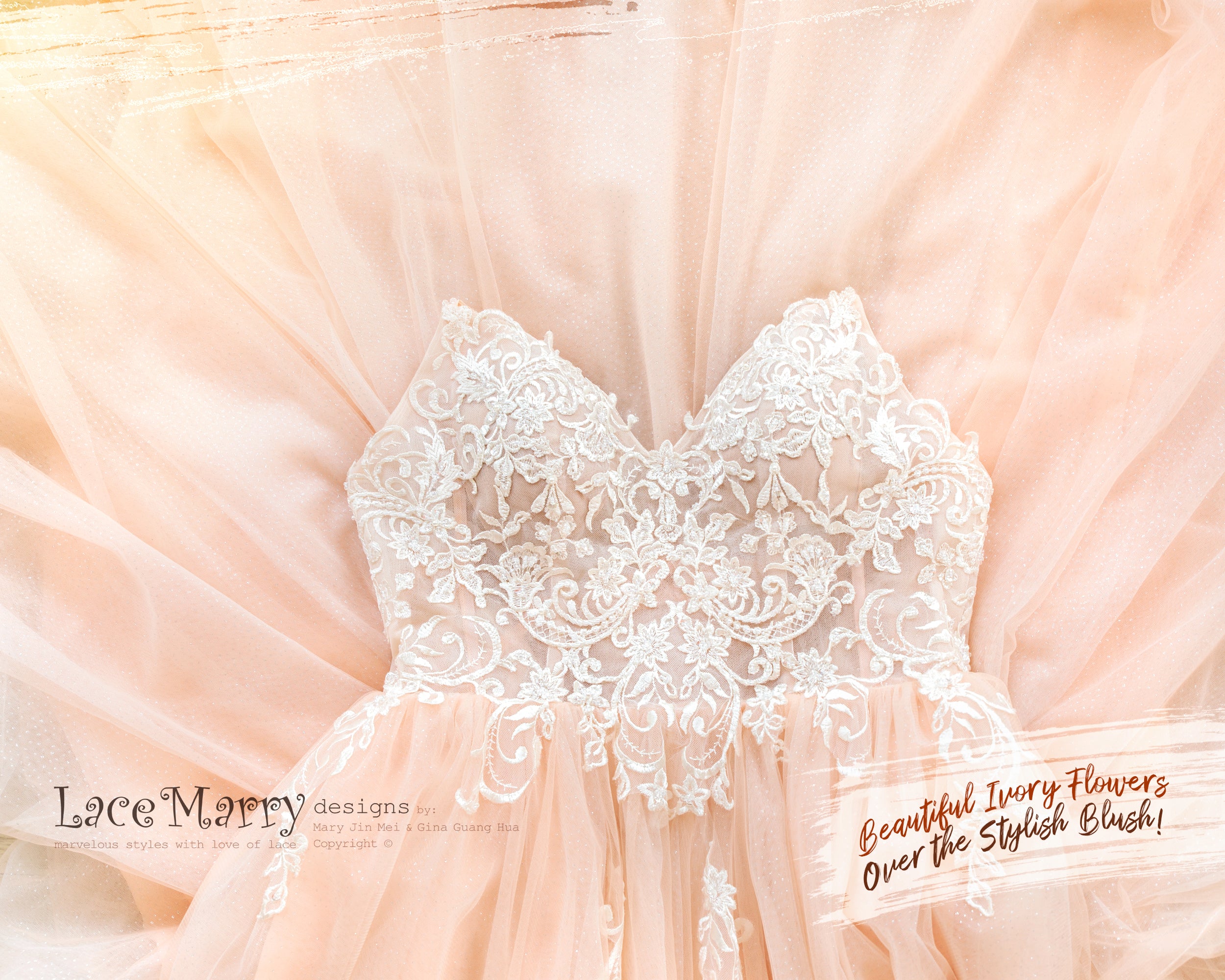 MEDEA / Blush Wedding Dress with Beading - LaceMarry