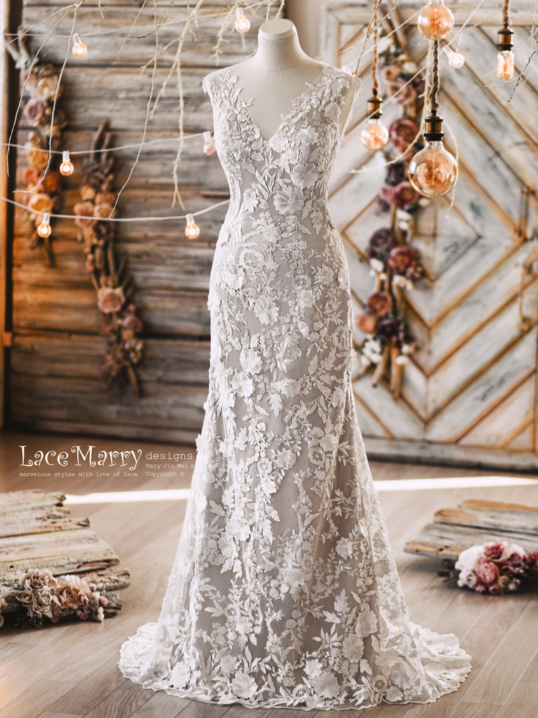  YING XUE A Line Wedding Dress for Junior Lace Mini