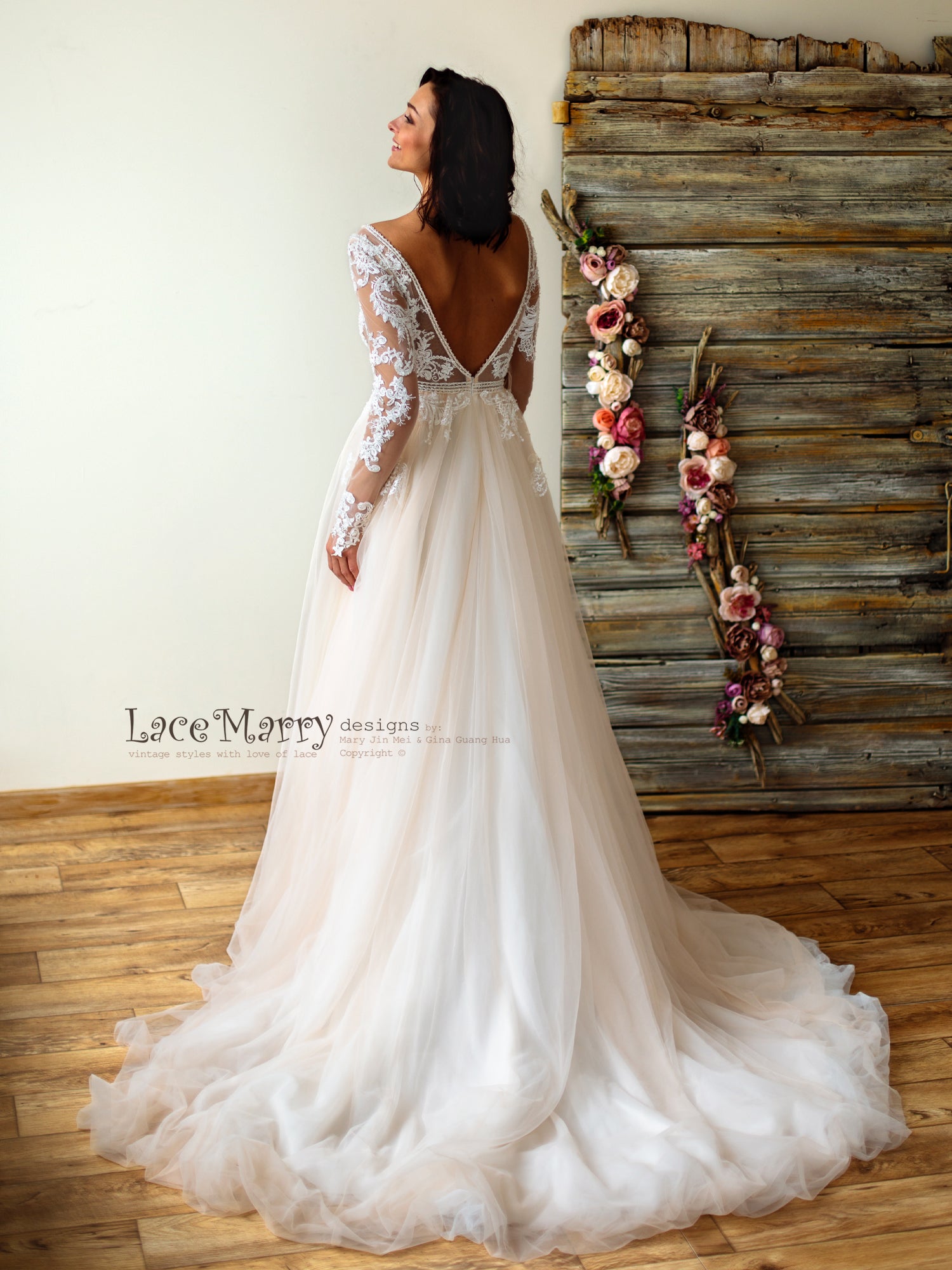 Novias Bridal  Heart A-line Florencia In Ivory Nude Color Wedding Dress