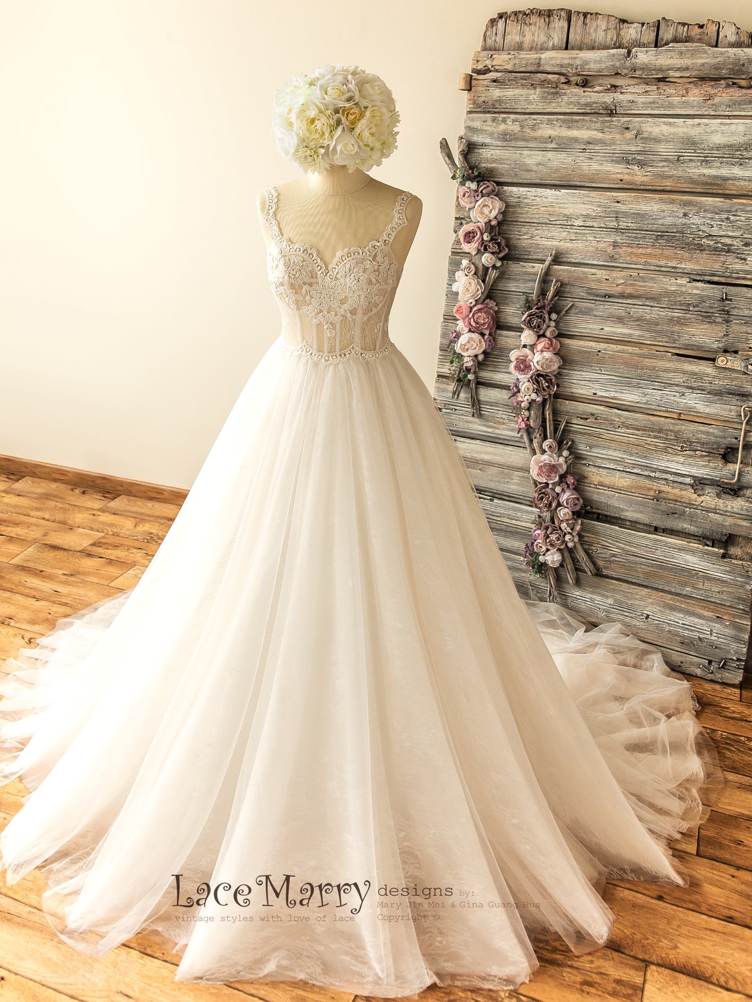 Princess Lace Wedding Dresses Off The Shoulder Tulle Corset Back Plus Size  White