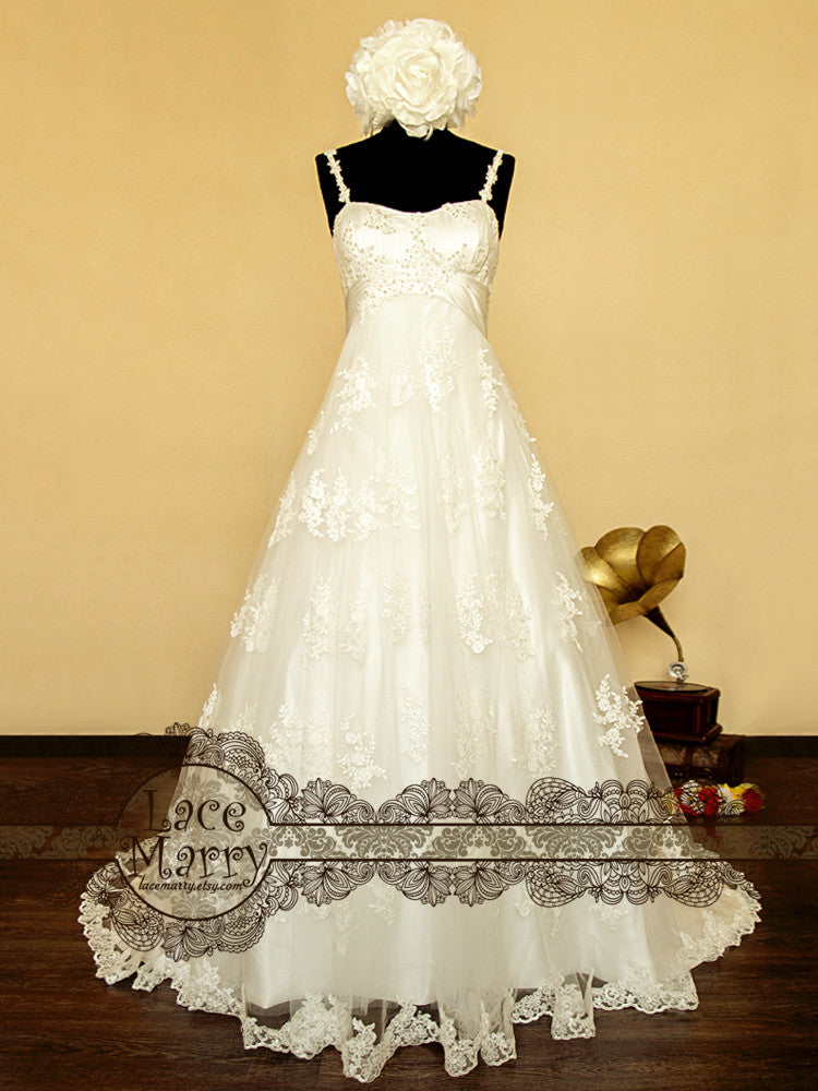 Gorgeous Lace Wedding Dress in Empire Style Waistline